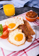 English breakfast - bacon, eggs