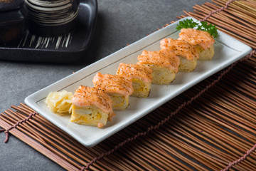 Aburi Salmon Engawa sushi roll