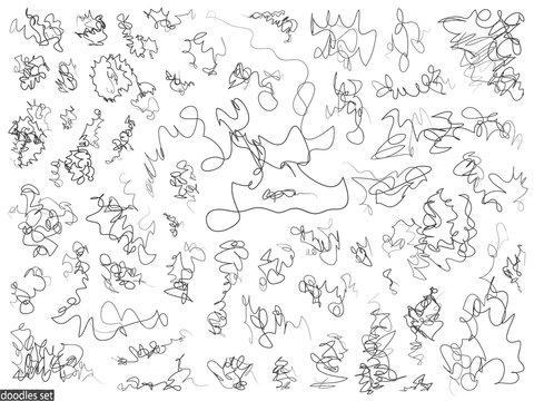 Doodles set scribble sketch hand drawn scrawl collection simple 1