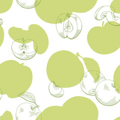 Apple graphic green color sketch seamless pattern background illustration vector