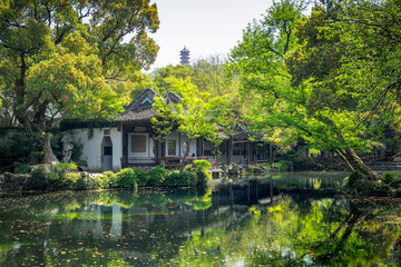 Obraz premium Jichang Garden, the historic site at Huishan Ancient Town in Wuxi City, China.