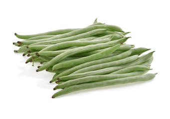 Green beans isolated on white background.