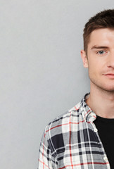 Half portrait of a serious man