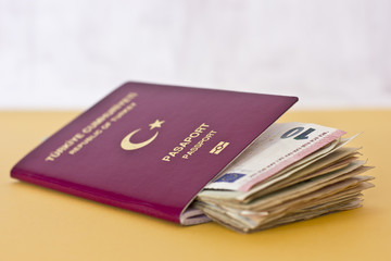 Foreign passports and money from different countries