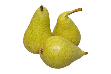 Group of green pears on a white background