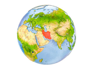 Iran on globe isolated