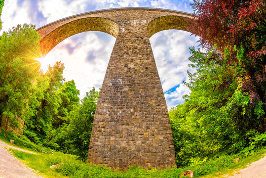 Old railway arch bridge in Germany