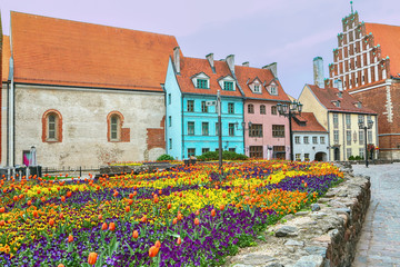 Colorful buildings in the historical center of the Latvian capital Riga 