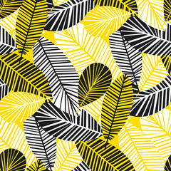 Vibrant cool leaves seamless pattern