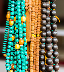 Colorful souvenirs of precious stones, Luang Prabang, Laos. Close-up.