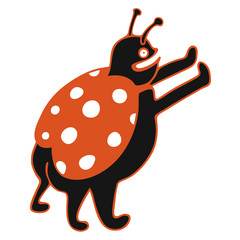 modern vector illustration with black cute ladybug