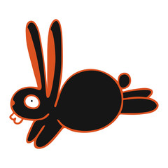 modern vector illustration with cute black rabbit