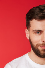 Obraz premium Cropped photo of handsome young man