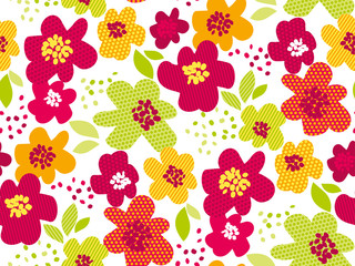 Abstract summer tropical flower seamless pattern.