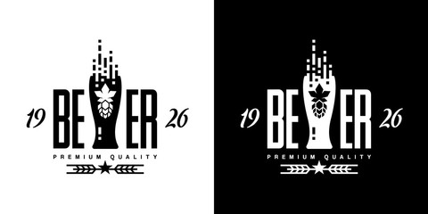 Modern craft beer drink vector isolated logo sign for bar, pub, brewery or brewhouse.
