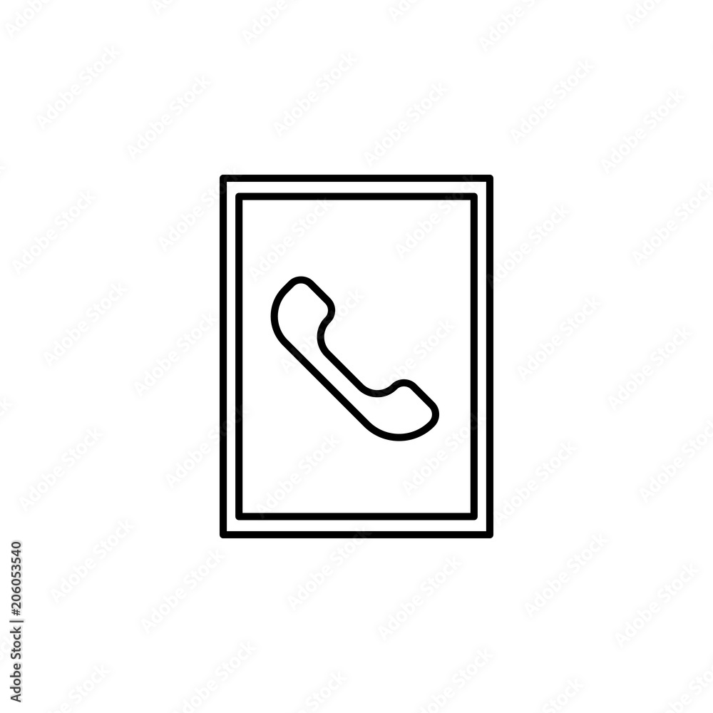 Aufkleber handset in frame icon. element of mobile banking for smart concept and web apps. thin line handset i