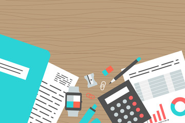 Horizontal banner collection concept office top view © tanja_krivich