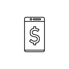 dollar in a smart phone icon. Element of mobile banking for smart concept and web apps. Thin line dollar in a smart phone icon can be used for web and mobile