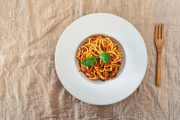 tasty pasta Italian tomato sauce pasta on the table