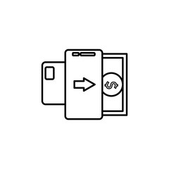 cash mobile banking icon. Element of mobile banking for smart concept and web apps. Thin line cash mobile banking icon can be used for web and mobile
