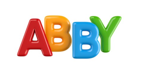 isolated colorfull 3d Kid Name balloon font Abby