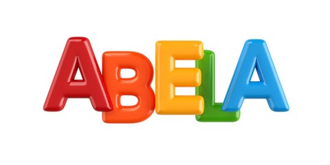 isolated colorfull 3d Kid Name balloon font Abbela