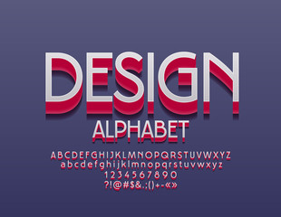Vector Bright Design Font. 3D Alphabet Letters, Numbers and Symbols