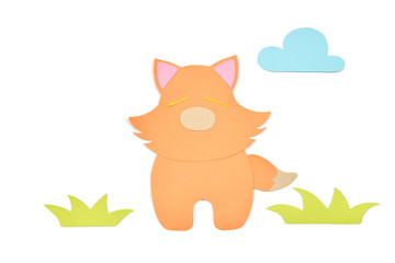 Jackal paper cut on white background - isolated