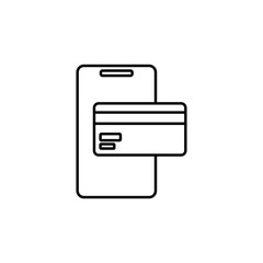 credit card in smart phone icon. Element of mobile banking for smart concept and web apps. Thin line credit card in smart phone icon can be used for web and mobile