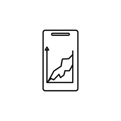 growth chart in a smart phone icon. Element of mobile banking for smart concept and web apps. Thin line growth chart in a smart phone icon can be used for web and mobile