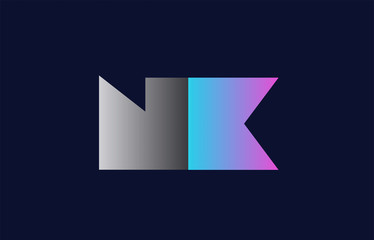 initial alphabet letter nk n k logo company icon design