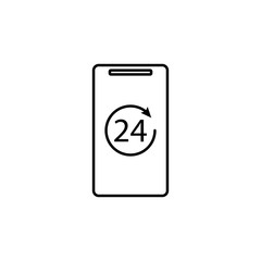 24 hours of mobile banking icon. Element of mobile banking for smart concept and web apps. Thin line 24 hours of mobile banking icon can be used for web and mobile