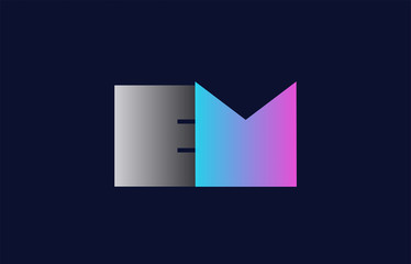 initial alphabet letter em e m logo company icon design