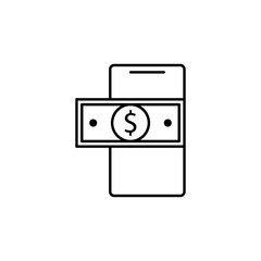 money in mobile banking icon. Element of mobile banking for smart concept and web apps. Thin line money in mobile banking icon can be used for web and mobile