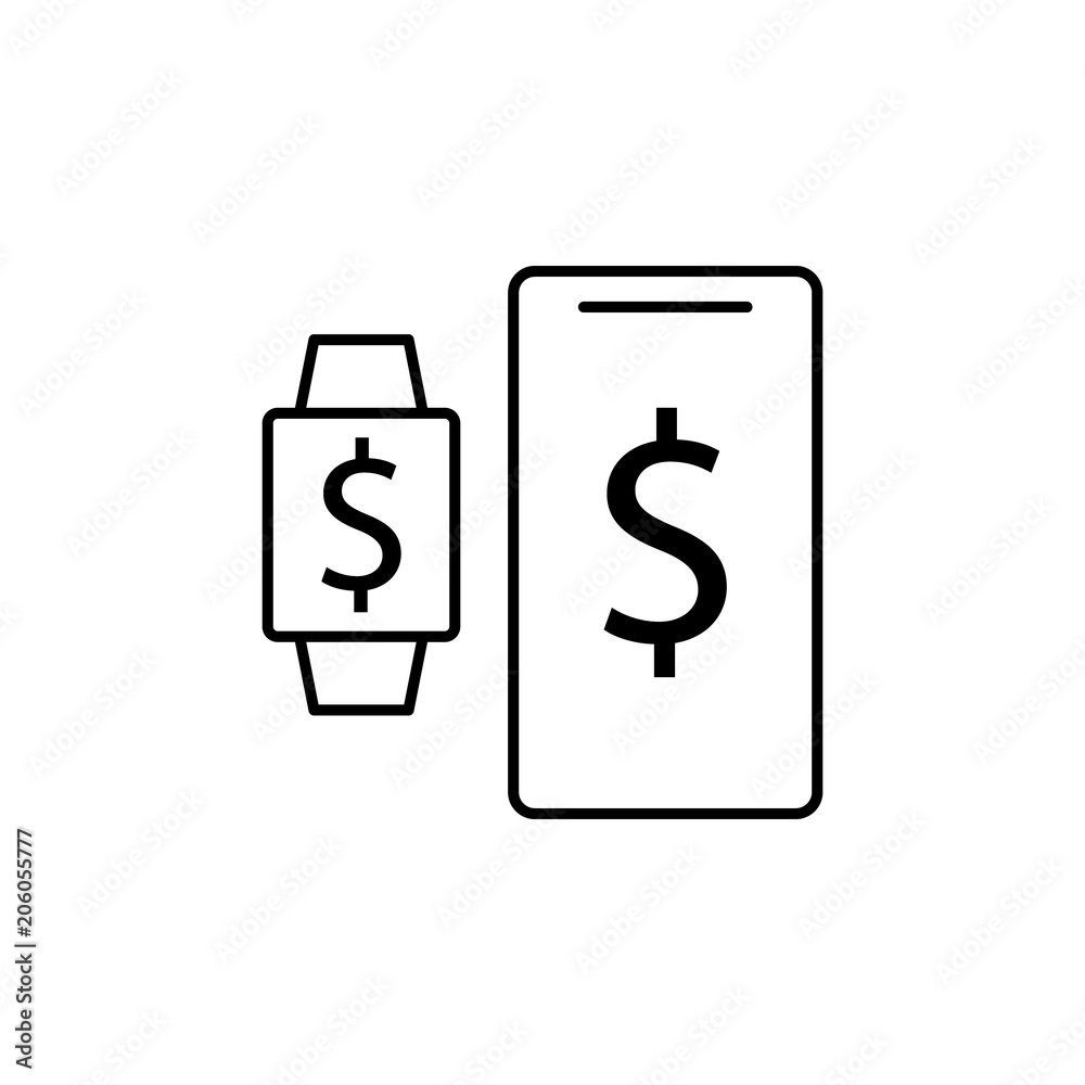Aufkleber synchronization with smart watches icon. element of mobile banking for smart concept and web apps. t