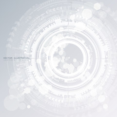 Engineering technology with various elements Digital space for content, network, business tech presentation on light color background Vector illustration