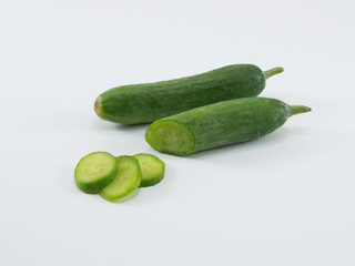 Fresh holland cucumber on white background.