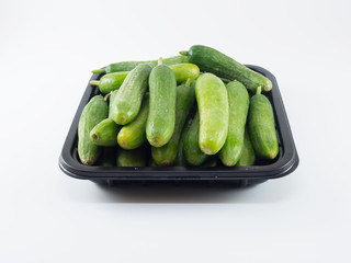 Fresh holland cucumber on white background.