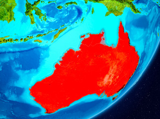 Orbit view of Australia in red