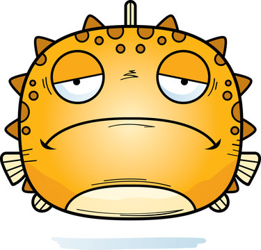 sad cartoon orange pufferfish clip art preview