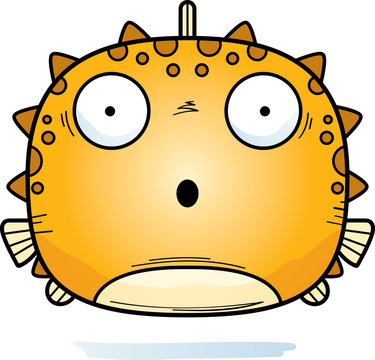 surprised cartoon pufferfish with orange skin clip art preview