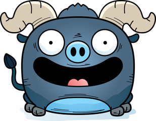 Cartoon Little Blue Ox Smiling