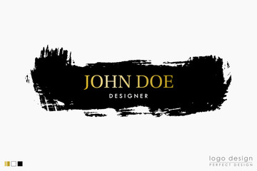 Logo design Black brush stroke with gold text