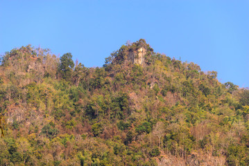 Fototapeta na wymiar Extremely high mountain cliff for climbing.
