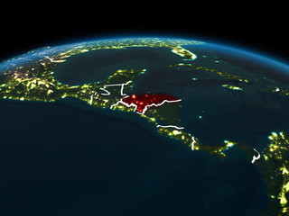 Honduras on Earth at night