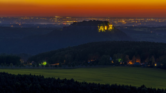 The Königstein Fortress in the early evening light