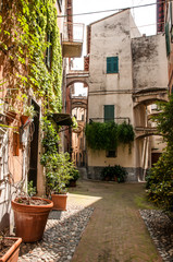 Naklejka premium Old town Toirano, Savona, in Italy, and its buildings