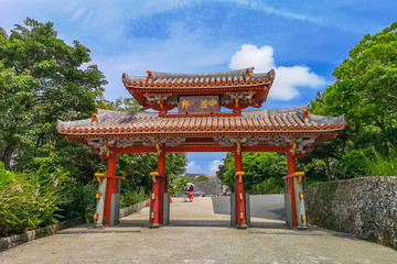 Shureimon Gate in Shuri castle in Okinawa, Japan - obrazy, fototapety, plakaty