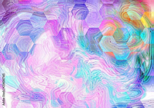 Elegant Fractal Hexagon Abstract Art In Pastel Colors