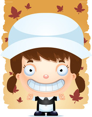 Smiling Cartoon Girl Pilgrim